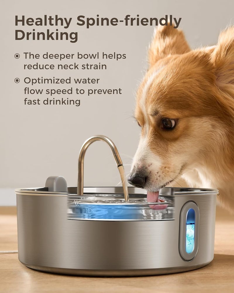 smartoo Dog Water Fountain for Large Dogs 7L/236oz Stainless Steel Dog Water Bowl Dispenser Automatic Cat Water Fountain with Deeper Drinking Area, Multi-Filtration Pet Fountain with Ultra-Quiet Pump - Image 4